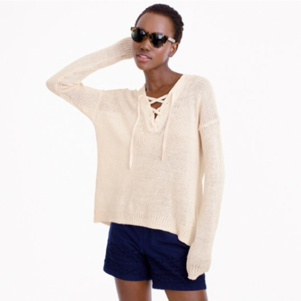 J. Crew Factory Lace Up Sweater